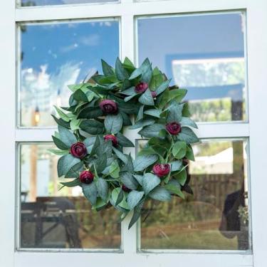 Imagem de Guirlanda artificial de 1,8 m, folhas de rosa, 66 peças, folhas falsas para festa de casamento, guirlanda de Natal, temporada de férias, lareira (3 folhas com rosa vermelha)