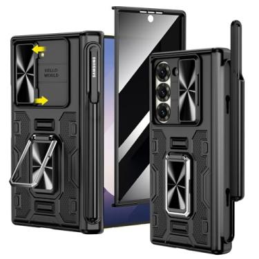 Imagem de VEGO Capa para Galaxy Z Fold 6, com [suporte para caneta S ][proteção de dobradiça][suporte giratório][capa de câmera deslizante] [película de privacidade] Capa protetora para Samsung Z Fold 6