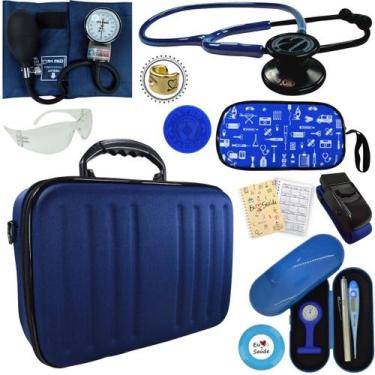 Imagem de Kit Bic Enfermagem Aparelho Pressão Estetoscopio Duplo, ETERNITY AZUL