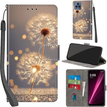 Imagem de Salanheo Capa carteira para T-Mobile Revvl 6 5G / Revvl 6X 5G, com [3 compartimentos para cartões], fecho magnético com suporte, couro PU, capa flip protetora à prova de choque 16.6 cm 2022, Golden