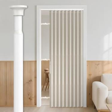 Imagem de Cortinas de porta AJAZZ 100% blackout para cortinas de porta de janela cortinas magnéticas blackout para quarto, conjuntos de cortinas de entrada (1 pacote, 111 L x 198 C, branco creme + varão)