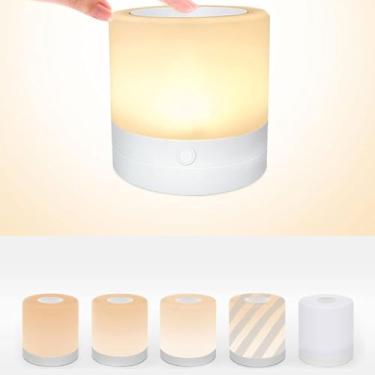 Imagem de Luminária Noturna LED Portátil, Abajur Infantil Branco, 7.2cm x 7.2cm, Luz Suave para Quarto de Bebê, Alimentação por Bateria