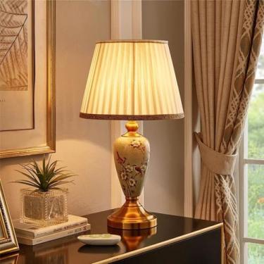 Imagem de Luminária de mesa contemporânea em cerâmica com LED, estilo americano, para sala de estar, quarto, escritório, casa de campo ou hotel, com design retrô e criativo (Estilo 15)