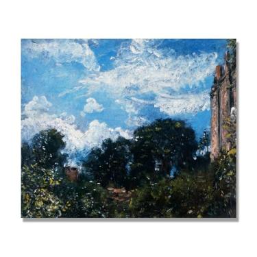 Imagem de NHLDZYH Arte de parede John Constable, (céu e árvores), pôster de pinturas famosas, decoração de parede com impressão de imagem retrô romantismo. Apenas tela 60 x 72 cm - 23,6 x 28,3 pol