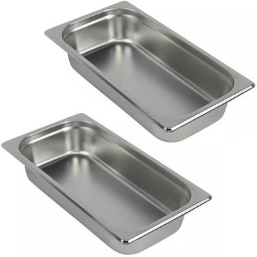 Imagem de 2 Cubas Gastronômicas 32,5x17,6cm Kit em Aço Inox Gn 1/3x65 - Chinatow