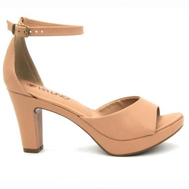 Imagem de Sandália Feminino Via Uno 411003 Salto Grosso Alto Meia Pata Calcanhar