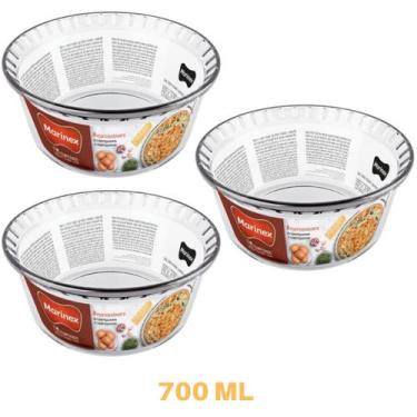 Imagem de Refratário de Vidro Forma Redonda Suflê 700ml Marinex 3Un - NADIR FIGU