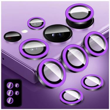 Imagem de Zeponny Protetor de lente de câmera luminoso para Samsung Galaxy S22 Ultra, protetor de tela de vidro temperado colorido noctilucente, anéis de liga de alumínio antiarranhões que brilham no escuro