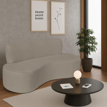 Imagem de Sofá Curvo 3 Lugares Amsterdã 180cm Suede Cor Cappuccino