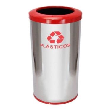 Imagem de Lixeira Em Aço Inox Com Aro Pintado 30L