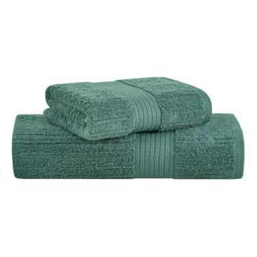 Imagem de Buddemeyer, Kit Jogo de Toalhas Buddemeyer 2 Peças Banhão e Rosto Fio Penteado Canelado 100% Algodão Ultrasoft Cor:Verde Folha 3074
