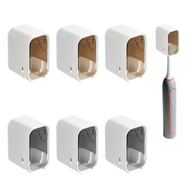 Imagem de SNOMEL 6 peças de suportes de escova de dentes de slot único para banheiros montados na parede, suportes de parede de escova de dentes pendurados com capa, organizador de escova de dente único para