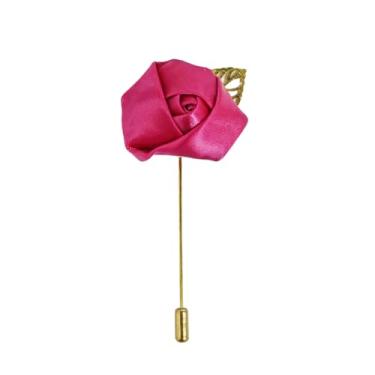 Imagem de Terno de cavalheiro, broche de flor, broche de lapela feito à mão, boutonniere vara, corsage, acessório, multicolorido, rosa, cetim, smoking, noivo, casamento, banquete, festa, Small, Metal, Sem Pedra