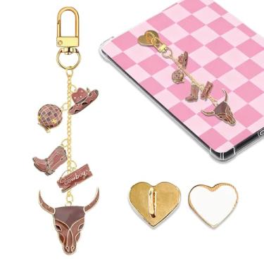 Imagem de Corrente de berloques de cowboy Kindle para amantes de livros mulheres e homens, chaveiro com pingente de cowboy ocidental, pingente de acessórios de e-reader, presente para leitores de livros