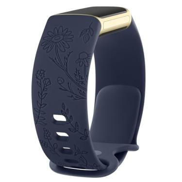 Imagem de Meliya Pulseiras esportivas de substituição para Fitbit Charge 6/Charge 5 (Z, azul marinho, grande)