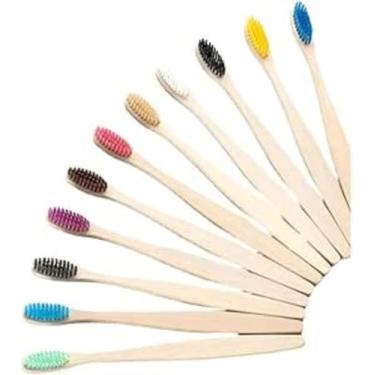 Imagem de Kit 10 Escovas de Dente Ecológicas em Bambu – Cerdas Macias Coloridas, Sustentável e Biodegradável
