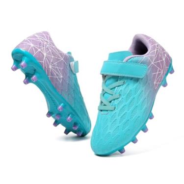 Imagem de Skerxut Chuteiras de futebol, tênis de futebol infantil firme, para meninos e meninas, Claro/azul, 12.5 Little Kid