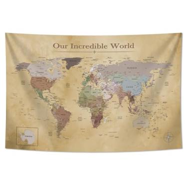 Imagem de Reazephy Mapa-múndi grande para arte de pôster de parede - cores brilhantes, fácil de pendurar, decoração escolar em casa de sala de aula de qualidade, tapeçaria embalável (Y07, M-59 * 39)