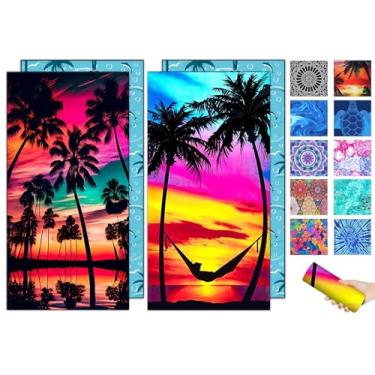 Imagem de Toalhas de praia de microfibra à prova de areia para adultos – Acessórios de praia de secagem rápida e rápida para viagens, piscina, ioga, acampamento, cobertor essencial, itens essenciais, itens