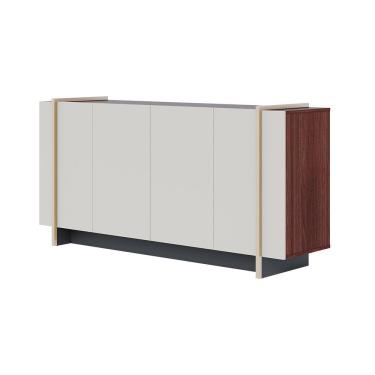 Imagem de Aparador Buffet 4 Portas Oliwia 160cm Sala Jantar Pé Dourado C04 - D'rossi Cor Off White E Nogueira