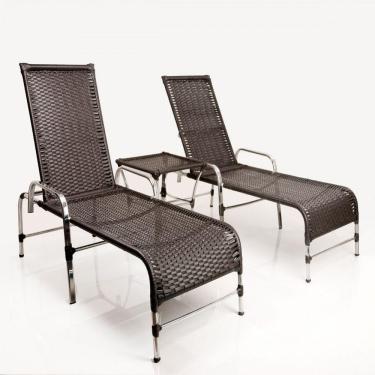 Imagem de Espreguiçadeiras E Mesa Em Alumínio E Fibra Sintética Tabaco