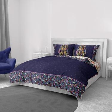 Imagem de Northwest Conjunto de cama de casal Harry Potter de bruxaria botânica de 5 peças, conjunto de cama com edredom e lençóis, macio e aconchegante para todas as estações