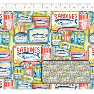 Imagem de Tecido Tricoline Digital Latas de sardinhas sobrepostas 50 x 150 cm
