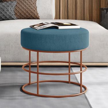 Imagem de Puff Anunciação Revestimento Linho Mais Decor Cobre/azul