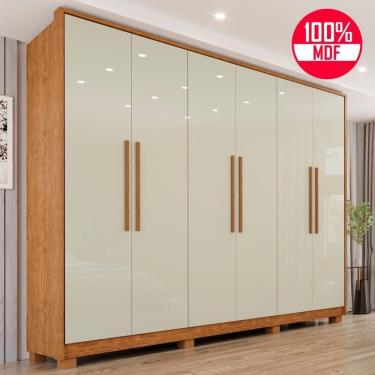 Imagem de Guarda-roupa Casal 100% Mdf 6 Portas E 6 Gavetas Premium - Tudo De Móveis Cinamomo/off
