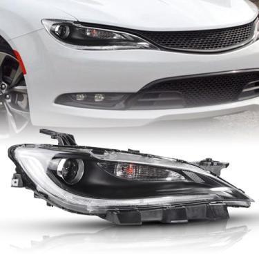 Imagem de Zhaoyang Conjunto de farol compatível com Chrysler 200 2015 2016 2017 farol de halogênio com substituição de acabamento cromado LED DRL (lado direito do passageiro)