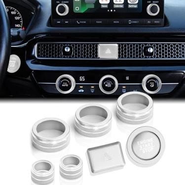 Imagem de DvlynAuroa Acessórios para Honda Civic 2022-2025 e Accord/CRV/HRV/Acura Integra 2023-2025 -A/C, rádio, luz de aviso, tampa do botão de arranque/anel (tela de 7 polegadas, prata)