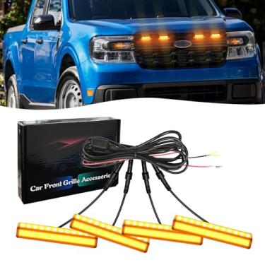 Imagem de Luz LED de grade frontal para Ford Maverick 2022-2025 LARIAT XL XLT acessórios luzes de grade estilo raptor (estilo faça você mesmo-âmbar)