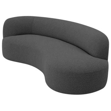 Imagem de Divã Recamier Orgânico Tokyo 180cm Lado Direito Linho Amarena Móveis Cinza Escuro