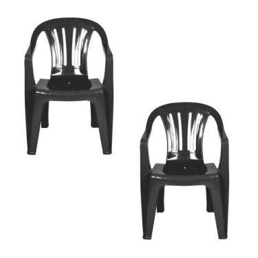 Imagem de Kit 2 Cadeiras Poltrona Plástica Empilhavel Reforçada 182kg Mor