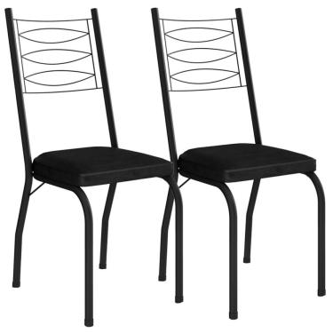 Imagem de Kit 2 Cadeiras Tubular Europa 262 Preto Assento Preto Artef Preto