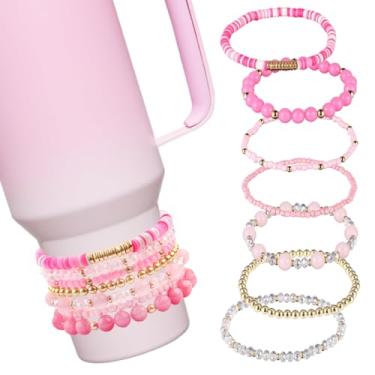 Imagem de Pulseiras para acessórios Stanley Cup, 7 peças para Stanley Cup 1,134 g e 850 g, acessórios para decorações Stanley (rosa)