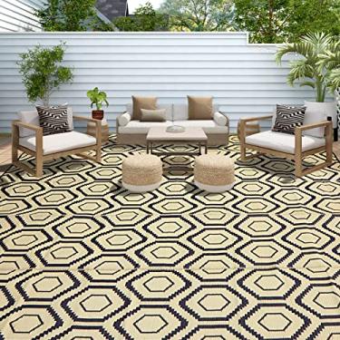 Imagem de Tapetes de acampamento ao ar livre, 22,5 x 45,7 cm, tapete de plástico de palha, à prova de intempéries, tapetes reversíveis, grande para ambientes externos, trailer, pátio, quintal, deck, piquenique