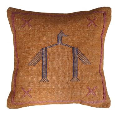 Imagem de Fronha indiana feita à mão autêntica sabra algodão neutro kilim qualidade premium designer decorativo interior e exterior quadrado sala de estar sofá-cama sofá rústico casa de fazenda boho (padrão 11)