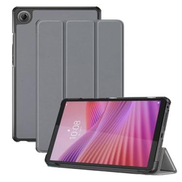 Imagem de Capa para tablet Lenovo Tab One / K9 de 8,7 polegadas, capa KONXISA com suporte de três dobras, couro PU premium e capa de adsorção magnética, resistente a arranhões e à prova de choque, cinza