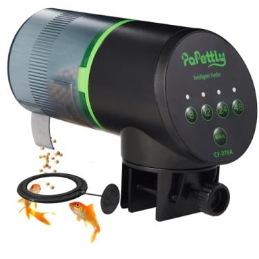 Imagem de Papettly Alimentador automático de peixes para aquário – Alimentador automático de peixes com anel de alimentação, alimentador automático à prova de umidade com temporizador, alimentador de férias de