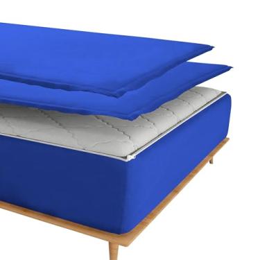 Imagem de Lençol com elástico (Queen Size 152 x 203 cm) – Inclui (1 lençol elástico e 2 lençóis com zíper), bolso profundo de 20 cm, 800 fios, 100% algodão egípcio, cor azul royal sólido.