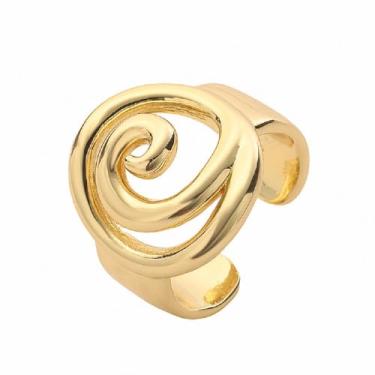 Imagem de DATOA Anéis grossos em espiral de aço inoxidável, à prova d'água, ousados, abertos, para mulheres, Metal, Sem pedra preciosa