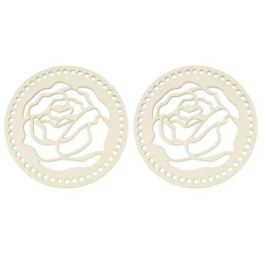 Imagem de PATIKIL 2 peças de base de cesta de crochê, cesta redonda de 14 cm, base de madeira, kit de confecção de materiais de tecelagem para crochê, bolsa de ombro, bolsa, artesanato, cor de madeira (estilo 4