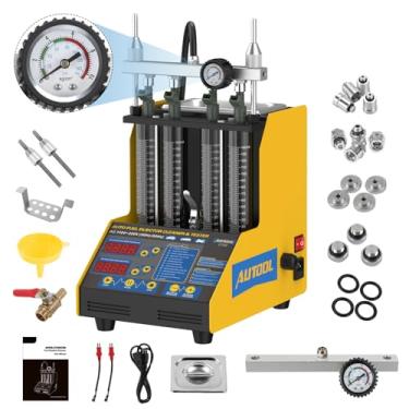 Imagem de AUTOOL Máquina testadora de limpador de injetor de combustível, limpador ultrassônico de injeção de combustível 4 cilindros para injetores de gasolina, display digital, 3 funções de limpeza, 10 modos