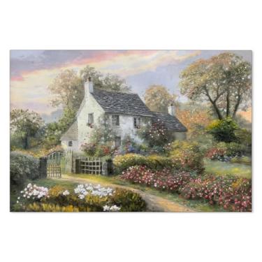 Imagem de Haitunone Pintura a óleo do país francês, arte de parede, casa de campo, jardim, pôsteres clássicos, vintage, natureza, paisagem, impressões, para sala de estar, quarto, decoração de parede, 40,6 x 61