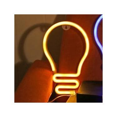Imagem de Luminária Placa Led Neon - Letreiro de Luz Parede USB Pilha(Lâmpada Amarela)