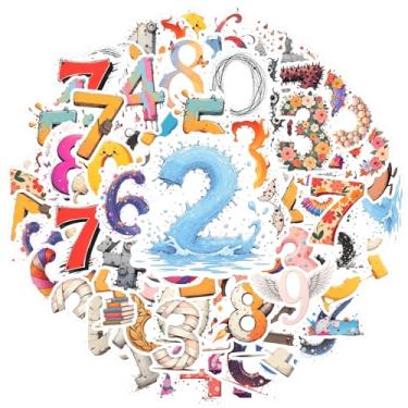 Imagem de 70 peças de números, personagens divertidos, fofos e educativos, adesivos de papelaria, adesivos diversos, brinquedos para notebook, bagagem, celular, copo, laptop, bagagem, álbum de recortes, adesivo