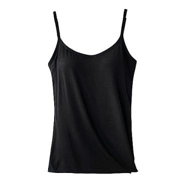 Imagem de regata com sutiã embutido | ioga treino - Camisa ioga, camisola com alça ajustável, regata Cami, regatas para corrida, blusa para exercícios Hoghaki