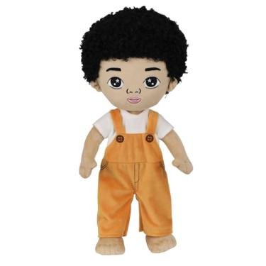 Imagem de Bonecos de pelúcia menino preto, Brinquedo de pelúcia macio estilo havaiano afro caucasiano, Adereços fotográficos de pelúcia confortáveis para casa, sofá, berço e carro Hoghaki