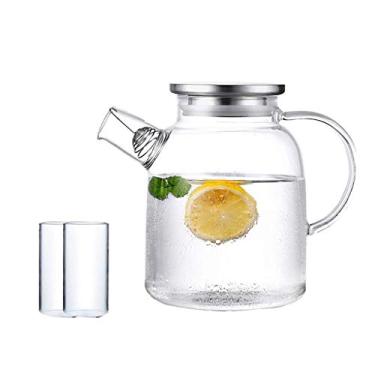 Imagem de Jugs Conjunto de jarros de água fria jarro de vidro resistente ao calor filtro de casa jarro de chá jarro de suco doméstico jarro multiuso melhor presente 1600 ml (cor: transparente - tamanho A: 13,5